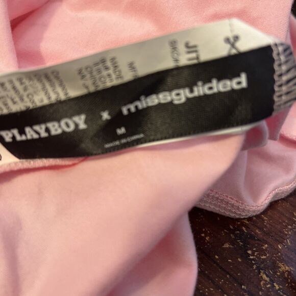 Playboy x Missguided Bodysuit Womens Medium Pink Logo Streetwear - Picture 3 of 13